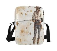 Piccola borsa messenger per gli uomini Piccola borsa a tracolla per le donne donne borsa a tracolla borsa regolabile per sport all'aria aperta sport all'aria aperta - Acquerello Cowboy Starry Decor