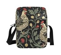Piccola borsa messenger per le donne Borse a tracolla per le donne Borse a tracolla Borsa a tracolla per viaggio Tracolla regolabile per sport all'aria aperta William Morris Pollo Rosso scuro Nero