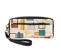 Piccola borsa moderna di trucco di metà secolo, doppio ha parteggiato il sacchetto del cuoio dell'unità di elaborazione