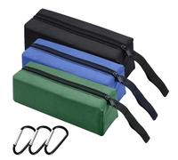 Piccola borsa per attrezzi portatile, 3 pezzi, impermeabile, con chiusura lampo, con 3 fibbie per alpinismo, kit di attrezzi, sacchetto di tela multiuso (nero, verde, blu)