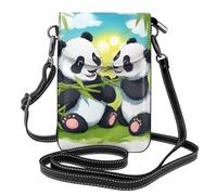 Piccola borsa per cellulare 19,3 x 12,4 cm DDCXZPP Due panda felici stampa alla moda, pratica e multifunzionale per passeggiate, campeggio, shopping, viaggi