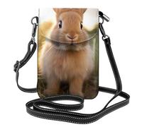 Piccola borsa per cellulare 19,3 x 12,4 cm HYTTER con stampe di coniglio dalle orecchie bianche, alla moda, pratica e multifunzionale per passeggiate, campeggio, shopping, viaggi