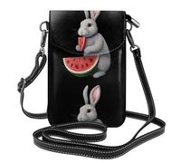 Piccola borsa per cellulare 19,3 x 12,4 cm HYTTER Little Grey Rabbit mangia anguria stampe alla moda, pratica e multifunzionale per passeggiate, campeggio, shopping, viaggi