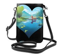 Piccola borsa per cellulare 19,3 x 12,4 cm HYTTER Love cucciolo che cammina vicino al lago stampe alla moda, pratico e multifunzionale per passeggiate, campeggio, shopping, viaggi