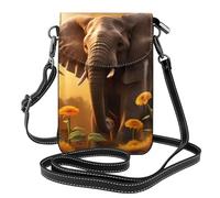 Piccola borsa per cellulare 19,3 x 12,4 cm, motivo YYHWHJDE elefante e girasole, alla moda, pratica e multifunzionale per passeggiate, campeggio, shopping, viaggi