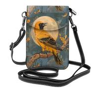 Piccola borsa per cellulare 19,3 x 12,4 cm WHJSSF Little oriole under the Moonlight Stampe alla moda, pratica, multifunzionale in pelle a tracolla con patta per telefono da donna