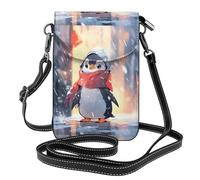 Piccola borsa per cellulare 19,3 x 12,4 cm WHJSSF Little Penguin looking the snow Stampe alla moda, pratica, multifunzionale in pelle a tracolla con patta per telefono da donna
