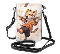 Piccola borsa per cellulare 19,3 x 12,4 cm WHJSSF Tiger canto stampe alla moda, pratica, multifunzionale in pelle a tracolla con patta custodia per telefono per le donne