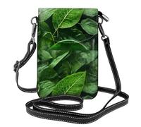 Piccola borsa per cellulare 19,3 x 12,4 cm YYHWHJDE Green Leaf Nature Pattern alla moda, pratica, multifunzionale in pelle a tracolla custodia per telefono con patta per le donne