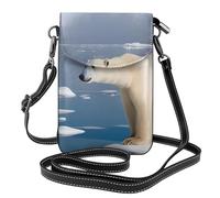 Piccola borsa per cellulare 19,3 x 12,4 cm YYHWHJDE Polar Bear Ice Pattern alla moda, pratica, multifunzionale in pelle a tracolla custodia per telefono da donna