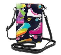 Piccola borsa per cellulare 19,3 x 12,4 cm YYHWHJDE Retro Pattini a rotelle modello alla moda, pratico, multifunzionale in pelle a tracolla custodia per telefono da donna