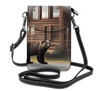 Piccola borsa per cellulare 19,3 x 12,4 cm YYHWHJDE Rustic Lodge Bear Pattern alla moda, pratica e multifunzionale per passeggiate, campeggio, shopping, viaggi