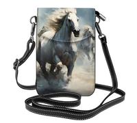 Piccola borsa per cellulare 19,6 x 12,4 cm WHJSHOP Horses running wild in the river stampa alla moda, pratica, multifunzionale in pelle a tracolla custodia per telefono da donna