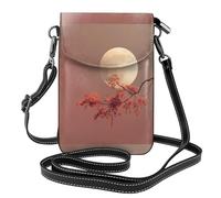 Piccola borsa per cellulare 19,6 x 12,4 cm WHJSHOP La luna sui rami stampa alla moda, pratica, multifunzionale in pelle a tracolla custodia per telefono con patta per le donne