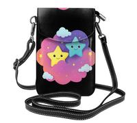 Piccola borsa per cellulare 19,6 x 12,4 cm WHJSSF Little star on the colorful cloud stampe alla moda, pratica, multifunzionale in pelle a tracolla custodia per telefono da donna