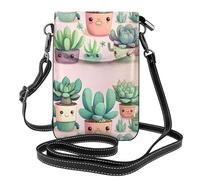 Piccola borsa per cellulare 19,6 x 12,4 cm YYHWHJDE Belle piante grasse modello alla moda, pratico, multifunzionale in pelle a tracolla custodia per telefono per le donne