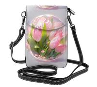 Piccola borsa per cellulare 7,6 x 4,9 pollici WHJSSF Tulip sfera di cristallo stampe alla moda, pratica, multifunzionale in pelle Crossbody Flap custodia per telefono per le donne