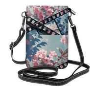 Piccola borsa per cellulare 7,6 x 4,9 pollici YYHHAOFA film fiori di ciliegio immagine alla moda, pratica, multifunzionale in pelle Crossbody Flap custodia per telefono per le donne