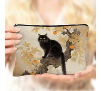 Piccola borsa per il trucco a forma di gatto, organizer da viaggio leggera con cerniera, borsa per cosmetici resistente, regalo per donne, LM 04399, 8.7 × 5.9 × 1 inches, Moda