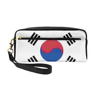 Piccola borsa per il trucco con bandiera della Repubblica di Corea, borsa da viaggio, borsa cosmetica per donne, borsa cosmetica durevole con cerniera, Nero , Taglia unica, Astuccio per trucchi