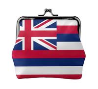 Piccola borsa per il trucco con bandiera delle Hawaii, borsa per riporre carte di credito con serratura a bacio, borsa per riporre carte di credito, borsa per il cambio, multifunzione, nera, taglia