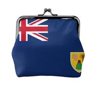 Piccola borsa per il trucco con bandiera delle Isole Turks e Caicos, borsa per riporre carte di credito con lucchetto a bacio, borsa portaoggetti multifunzione retrò compatta, nera, taglia unica, Art