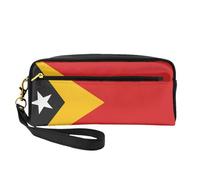 Piccola borsa per il trucco con bandiera di Timor Est, astuccio a doppia faccia in pelle PU