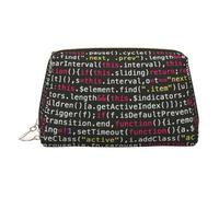 Piccola borsa per il trucco con codice di programmazione stampato piccola borsa portatile in pelle borsa per cosmetici da viaggio organizer per donne, cerniera dorata, Oro, One Size, Astuccio per