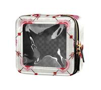 Piccola borsa per il trucco con motivo floreale a forma di freccia e cuore rosso trasparente per borsa da toilette in pelle mini contenitori per trucco per volare