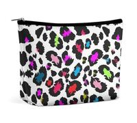 Piccola borsa per il trucco da donna, borsa cosmetica da viaggio, grande capacità per cosmetici con cerniera, borsa portaoggetti portatile per accessori, animale selvatico colorato ghepardo leopardo