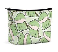 Piccola borsa per il trucco da donna, borsa cosmetica da viaggio, grande capacità per cosmetici con cerniera, borsa portaoggetti portatile per accessori, simpatico coccodrillo verde