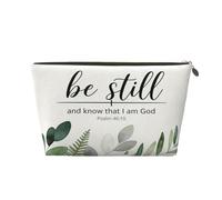 Piccola borsa per il trucco da donna, impermeabile, da viaggio, per articoli da toeletta e cosmetici, portatile, in pelle, organizer per accessori da donna, libri, gatti e fiori, Essere fermi, 7 x 2.4