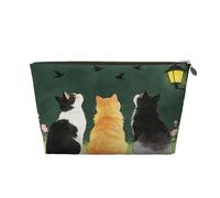 Piccola borsa per il trucco da donna, impermeabile, da viaggio, per articoli da toeletta e cosmetici, portatile, in pelle, organizer per accessori da donna, con gatti che ti guardano, Gatti Ucc, 7 x