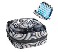 Piccola borsa per il trucco da viaggio,Borse cosmetiche per le donne,Ritratto di tigre spaventosa,Borsa periodo