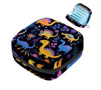 Piccola borsa per il trucco da viaggio,borse per cosmetici per donna,dinosauro del fumetto fiore colorato,borsa per il periodo