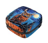 Piccola borsa per il trucco da viaggio,borse per cosmetici per donna,gufo volante notturno della foresta,borsa per il periodo