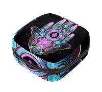 Piccola borsa per il trucco da viaggio,borse per cosmetici per donna,Mandala della mano dell'occhio di stile etnico,borsa per il periodo