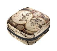 Piccola borsa per il trucco da viaggio,borse per cosmetici per donna,mappa del mondo della strada della bussola,borsa per il periodo