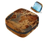 Piccola borsa per il trucco da viaggio,borse per cosmetici per donna,mappa del mondo della terra d'epoca,borsa per il periodo