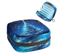 Piccola borsa per il trucco da viaggio,borse per cosmetici per donna,natale albero magico blu,borsa per il periodo