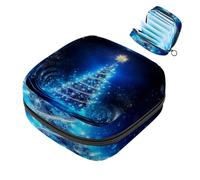 Piccola borsa per il trucco da viaggio,borse per cosmetici per donna,natale albero magico blu,borsa per il periodo
