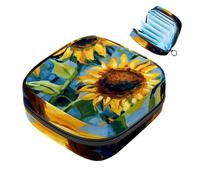 Piccola borsa per il trucco da viaggio,borse per cosmetici per donna,pianta dell'acquerello girasoli floreali,borsa per il periodo