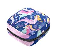 Piccola borsa per il trucco da viaggio,borse per cosmetici per donna,Sirene carine Oceano colorato,borsa per il periodo
