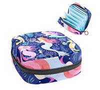 Piccola borsa per il trucco da viaggio,borse per cosmetici per donna,Sirene carine Oceano colorato,borsa per il periodo