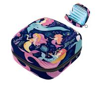 Piccola borsa per il trucco da viaggio,borse per cosmetici per donna,Sirene carine Oceano colorato,borsa per il periodo