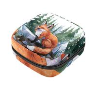 Piccola borsa per il trucco da viaggio,borse per cosmetici per donna,volpe del fumetto della foresta,borsa per il periodo