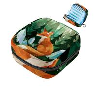 Piccola borsa per il trucco da viaggio,borse per cosmetici per donna,volpe del fumetto della foresta,borsa per il periodo