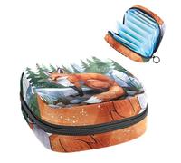 Piccola borsa per il trucco da viaggio,borse per cosmetici per donna,volpe del fumetto della foresta,borsa per il periodo