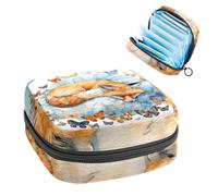 Piccola borsa per il trucco da viaggio,borse per cosmetici per donna,Volpe e farfalla dell'acquerello,borsa per il periodo