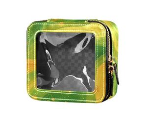 Piccola borsa per il trucco in pelle bianca trasparente con motivo bouquet di rose per la cura della pelle sacchetti per cosmetici custodia organizer per donne ragazze, Texture Glitter Verde, Taglia